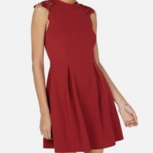 Red skater dress, lace, pockets